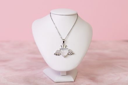 Anjelský Amulet srdiečko z Krištáľu s anjelskými krídlami