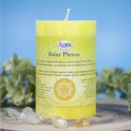 Čakrová sviečka – Solar plexus 10 cm